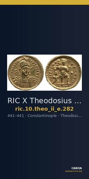 RIC X Theodosius II (East) 282 — CANOA