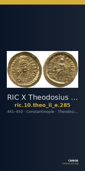 RIC X Theodosius II (East) 285 — CANOA