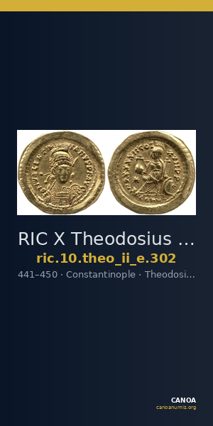 RIC X Theodosius II (East) 302 — CANOA