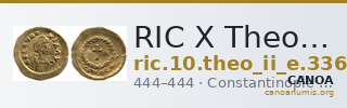 RIC X Theodosius II (East) 336 — CANOA