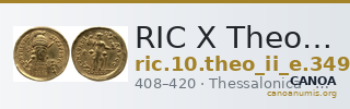 RIC X Theodosius II (East) 349 — CANOA
