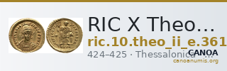 RIC X Theodosius II (East) 361 — CANOA