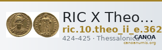 RIC X Theodosius II (East) 362 — CANOA
