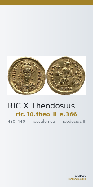 RIC X Theodosius II (East) 366 — CANOA