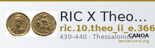 RIC X Theodosius II (East) 366 — CANOA