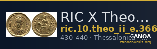RIC X Theodosius II (East) 366 — CANOA