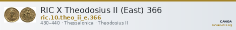 RIC X Theodosius II (East) 366 — CANOA