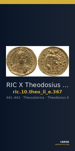 RIC X Theodosius II (East) 367 — CANOA