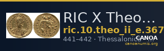 RIC X Theodosius II (East) 367 — CANOA