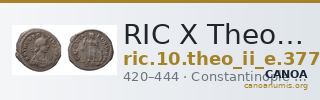 RIC X Theodosius II (East) 377 — CANOA
