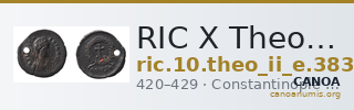RIC X Theodosius II (East) 383 — CANOA