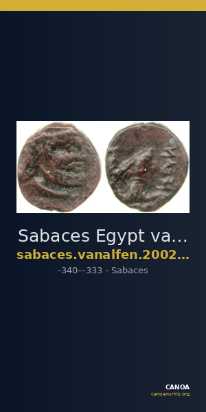 Sabaces Egypt van Alfen 2002 V "Sabakes" fractional coinage type 3 — CANOA