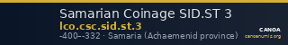 Samarian Coinage SID.ST 3 — CANOA