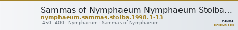Sammas of Nymphaeum Nymphaeum Stolba 1998 1-13 — CANOA