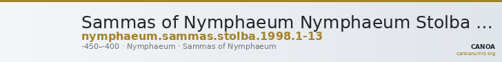Sammas of Nymphaeum Nymphaeum Stolba 1998 1-13 — CANOA