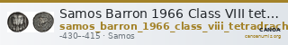 Samos Barron 1966 Class VIII tetradrachms — CANOA