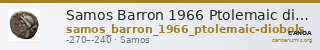 Samos Barron 1966 Ptolemaic diobols — CANOA