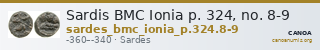 Sardis BMC Ionia p. 324, no. 8-9 — CANOA