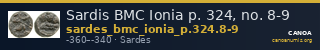Sardis BMC Ionia p. 324, no. 8-9 — CANOA