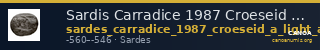 Sardis Carradice 1987 Croeseid A light — CANOA