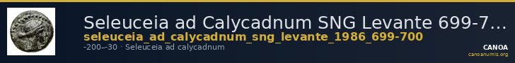 Seleuceia ad Calycadnum SNG Levante 699-700 — CANOA