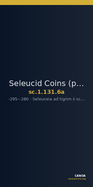 Seleucid Coins (part 1) 131.6a — CANOA