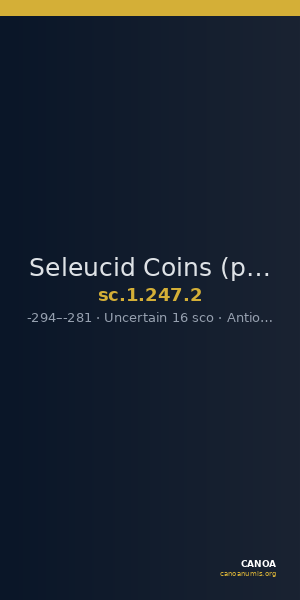 Seleucid Coins (part 1) 247.2 — CANOA