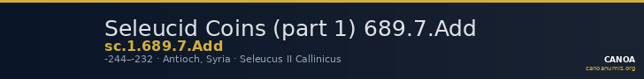 Seleucid Coins (part 1) 689.7.Add — CANOA