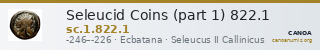 Seleucid Coins (part 1) 822.1 — CANOA