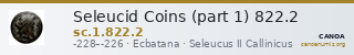Seleucid Coins (part 1) 822.2 — CANOA