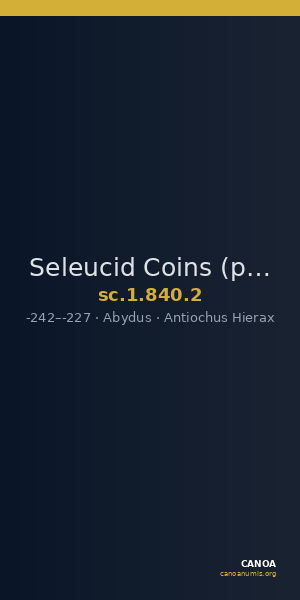 Seleucid Coins (part 1) 840.2 — CANOA