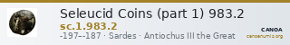 Seleucid Coins (part 1) 983.2 — CANOA
