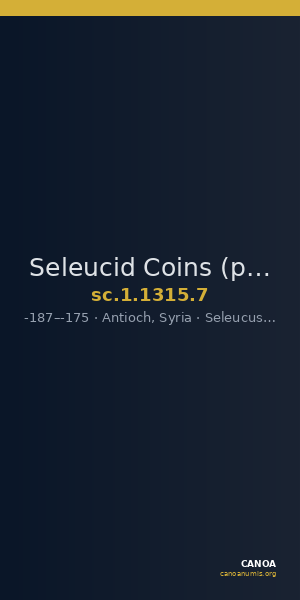 Seleucid Coins (part 2) 1315.7 — CANOA
