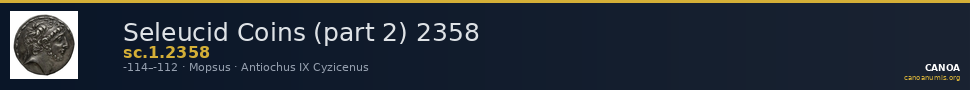 Seleucid Coins (part 2) 2358 — CANOA
