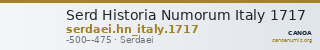 Serd Historia Numorum Italy 1717 — CANOA