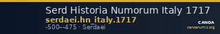 Serd Historia Numorum Italy 1717 — CANOA