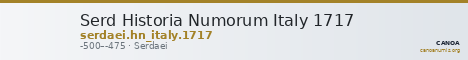Serd Historia Numorum Italy 1717 — CANOA