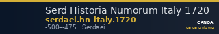 Serd Historia Numorum Italy 1720 — CANOA