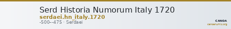 Serd Historia Numorum Italy 1720 — CANOA