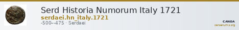 Serd Historia Numorum Italy 1721 — CANOA