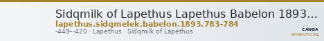 Sidqmilk of Lapethus Lapethus Babelon 1893 783-784 — CANOA