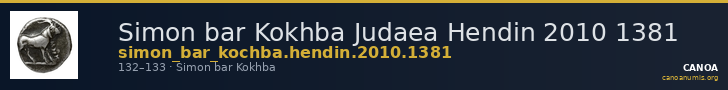 Simon bar Kokhba Judaea Hendin 2010 1381 — CANOA