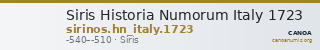 Siris Historia Numorum Italy 1723 — CANOA