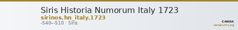 Siris Historia Numorum Italy 1723 — CANOA
