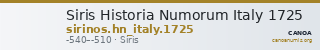 Siris Historia Numorum Italy 1725 — CANOA