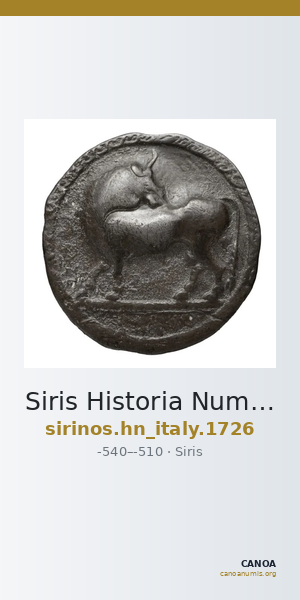 Siris Historia Numorum Italy 1726 — CANOA