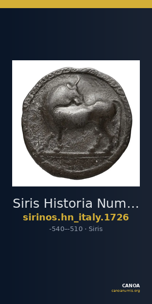 Siris Historia Numorum Italy 1726 — CANOA