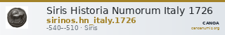 Siris Historia Numorum Italy 1726 — CANOA