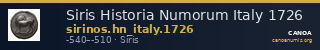 Siris Historia Numorum Italy 1726 — CANOA