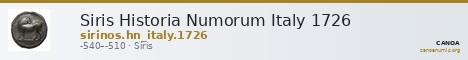 Siris Historia Numorum Italy 1726 — CANOA